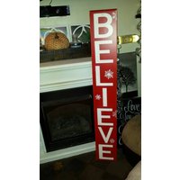 Rustikale Glauben Reversible Holz Zeichen 48 X 7 Eingang Beunruhigt Primitive Dekor Extra Große Übergroße Veranda Haustür Weihnachten von HalliesCollectibles