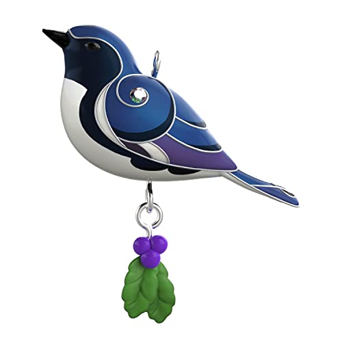 Hallmark Keepsake 3,3 cm Miniatur-Weihnachtsdekoration 2022, schwarz-gedroht, blauer Warbler von Hallmark Keepsake