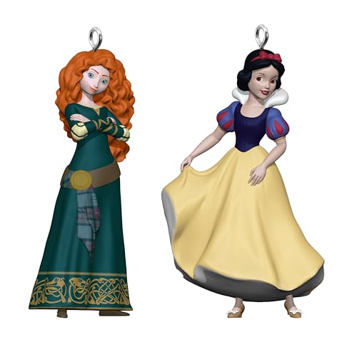 Hallmark Keepsake Mini-Weihnachtsschmuck 2024, Disney Prinzessin Merida und Schneewittchen, 2 Stück, Geschenke für Disney-Fans von Hallmark Keepsake