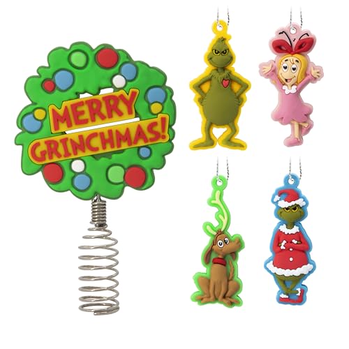 Hallmark Dr. Seuss's How The Grinch Stole Christmas! 12,7 cm Miniatur-Weihnachtsbaumspitze und Mini-Ornamente, 5 Stück, bruchsicher Hallmark Dr. Seuss's How The Grinch Stole Christmas! 12,7 cm Miniatur-Weihnachtsbaumspitze und Mini-Ornamente, 5 Stück, bruchsicher von Hallmark