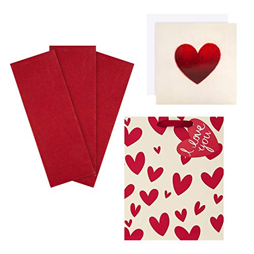 Hallmark Karten-, Taschen- und Taschentuch-Set – Herz-Design mit mittlerer Tasche von Hallmark