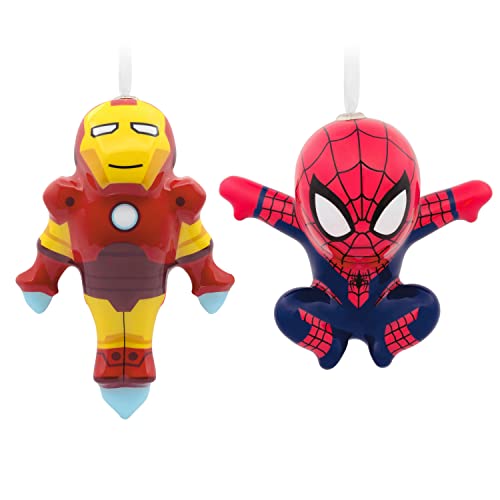Hallmark Marvel Spider-Man und Iron Man Decoupage-Weihnachtsschmuck, 2 Stück (0003HCM1149) von Hallmark