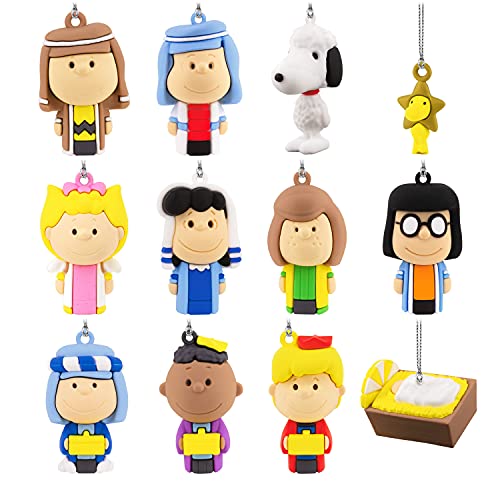 Hallmark Peanuts Krippen-Countdown-Kalender Miniatur-Weihnachtsbaum-Set mit 12 Mini-Ornamenten, (0002HCM9187) von Hallmark