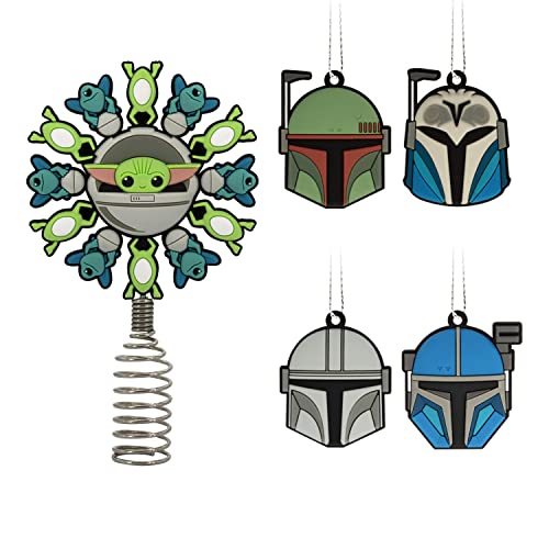 Hallmark Star Wars: The Mandalorian Miniatur-Weihnachtsbaumspitze und 4,3 cm Mini-Ornamente, bruchsicher, 5 Stück von Hallmark