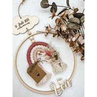 Personalisierter Makrameeregenbogen Mit Trockenblumen/ Türschild Regenbogenring von HalloMinikind