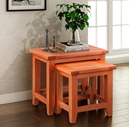 Hallowood Furniture Cotswold Nest von Tischen 2er Set, Multifunktional Massive Eiche Holz Nistseite Couchtisch für Wohnzimmer, Schlafzimmer oder kleine Räume, komplett montiert von Hallowood Furniture