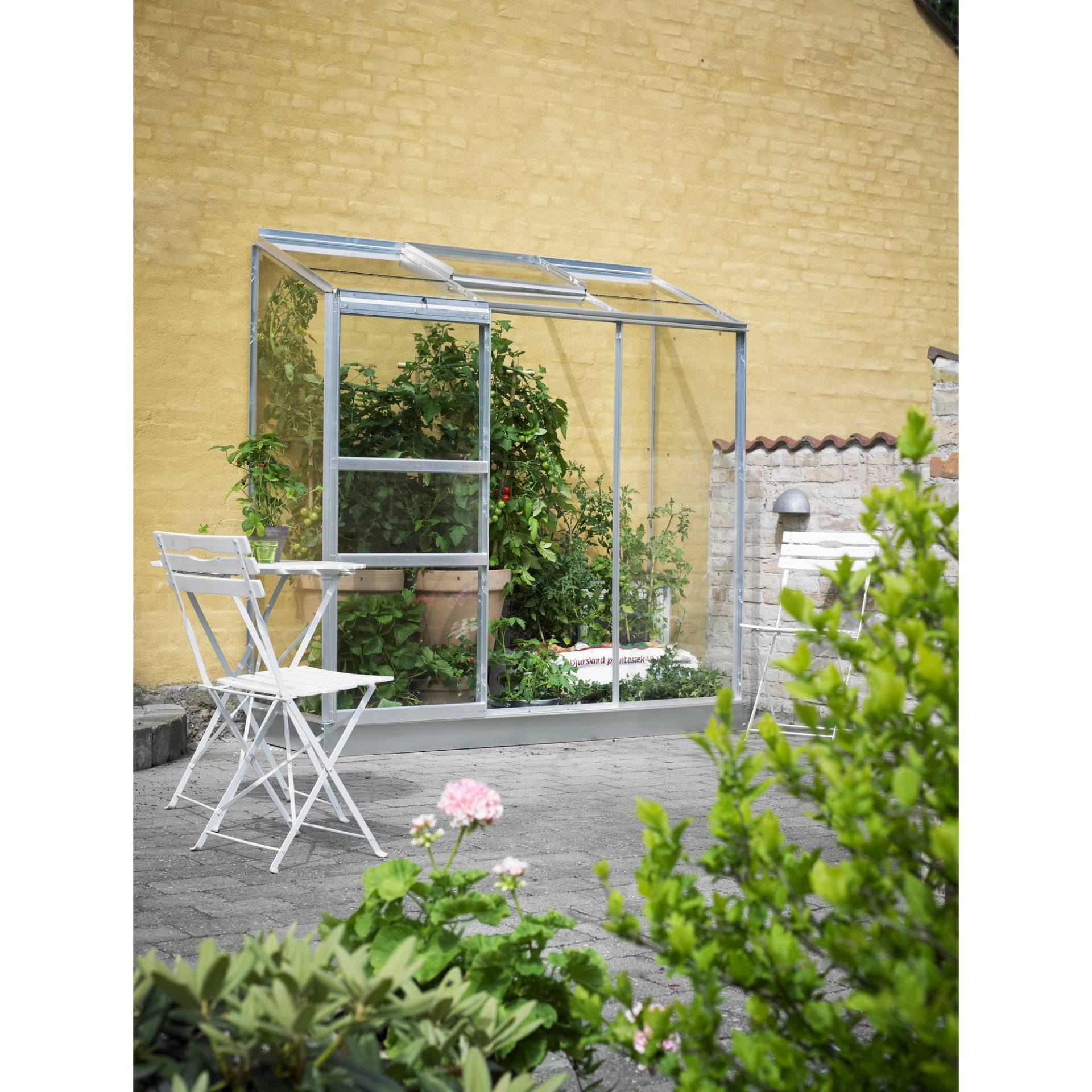 Halls Anlehngewächshaus 'Altan 3' 132 x 69 cm mit 3 mm Blankglas aluminiumfarben Halls Anlehngewächshaus 'Altan 3' 132 x 69 cm mit 3 mm Blankglas aluminiumfarben von Halls