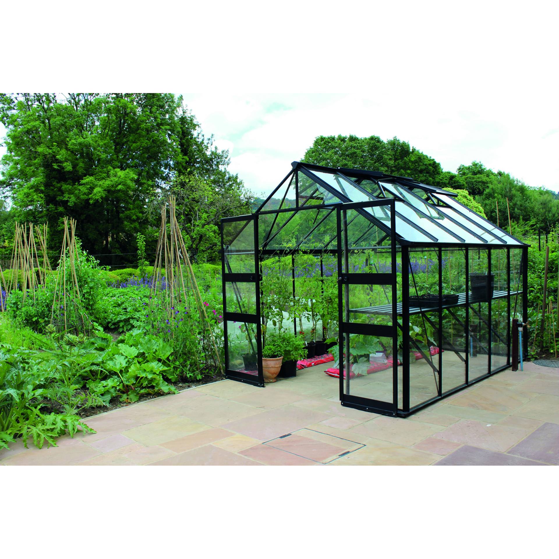Halls Gewächshaus 'Blockley 812' 256 x 380 cm mit 3 mm Sicherheitsglas schwarz Halls Gewächshaus 'Blockley 812' 256 x 380 cm mit 3 mm Sicherheitsglas schwarz von Halls