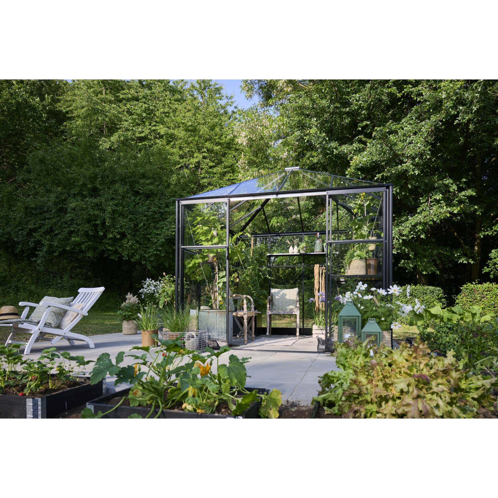 Halls Gewächshaus 'Qube Square' 6,3 m² 251 x 251 cm 3 mm Sicherheitsglas schwarz von Halls