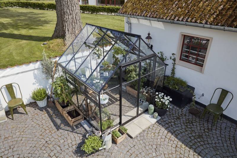 Juliana Gewächshaus Qube + 9,9 m² (Gr. 2) 3 mm Sicherheitsglas schwarz von Halls