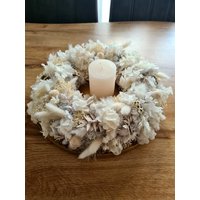 Kranz I Mooskranz Trockenblumenkranz Tischdekoration Geschenk Wandschmuck Boho Style von HalmHerzUndFaden