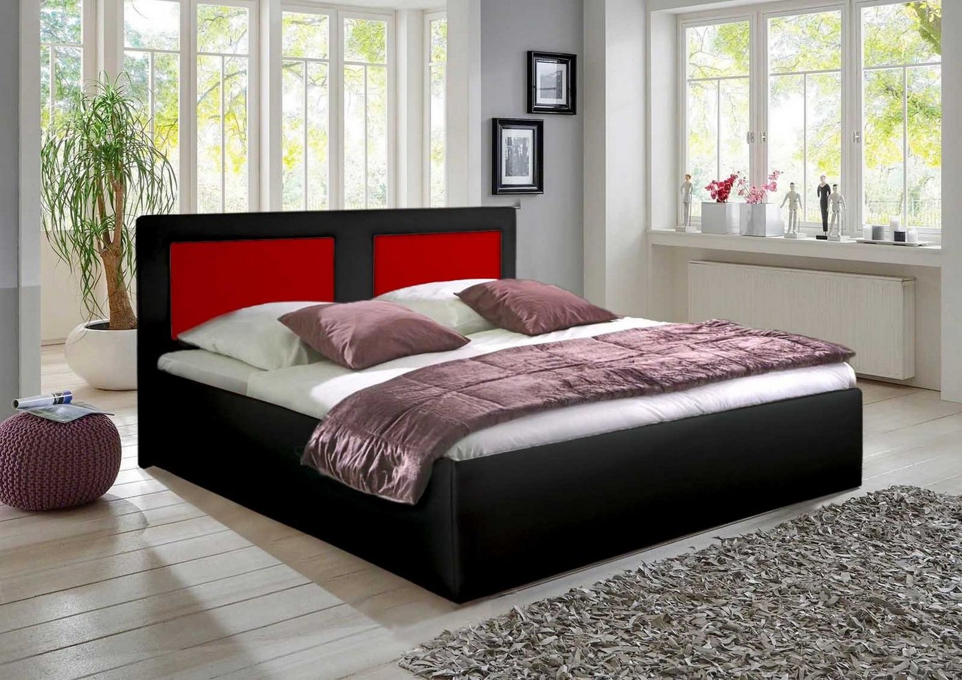 Halmon Schlafkomfort Betten Kunstlederbett Skala (erhältlich in 6 Größen und 5 attraktiven Farben mit oder ohne Matratze), Seitenhöhe 40 cm, inkl. Lattenrost bei Ausführung mit Matratze von Halmon Schlafkomfort Betten