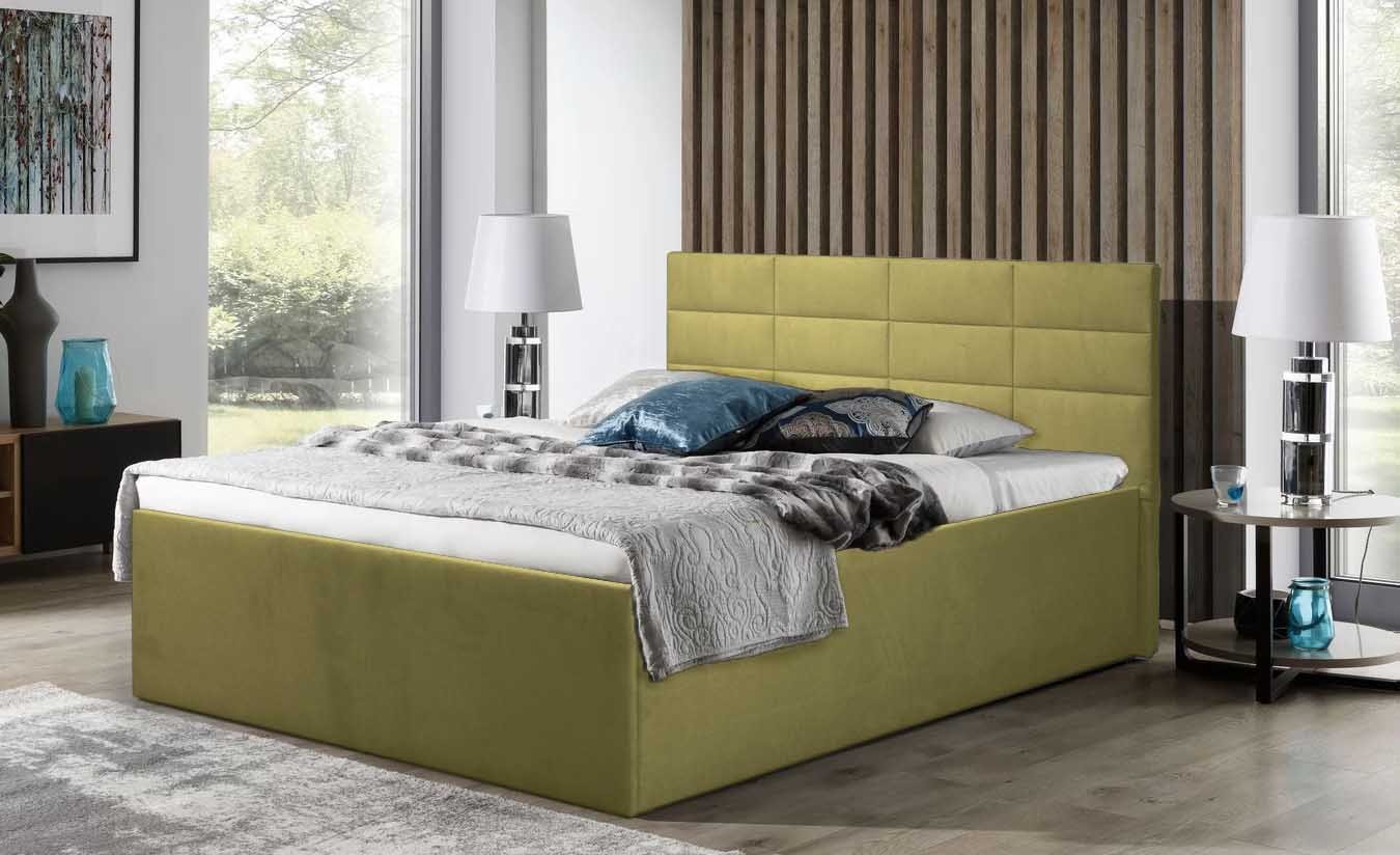 Halmon Schlafkomfort Betten Polsterbett Athena (Mit Stauraum unter der Liegefläche, erhältlich in 6 Größen und 7 attraktiven Farben mit oder ohne Matratze), 100 cm Kopfteilhöhe, inkl. Lattenrost bei Ausführung mit Matratze von Halmon Schlafkomfort Betten