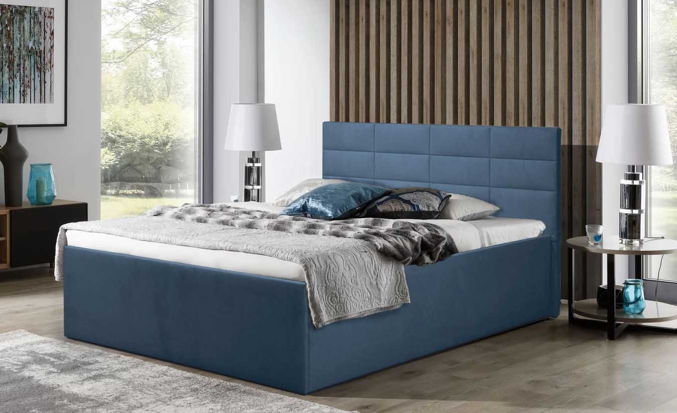 Halmon Schlafkomfort Betten Polsterbett Athena (Mit Stauraum unter der Liegefläche, erhältlich in 6 Größen und 7 attraktiven Farben mit oder ohne Matratze), 100 cm Kopfteilhöhe, inkl. Lattenrost bei Ausführung mit Matratze von Halmon Schlafkomfort Betten