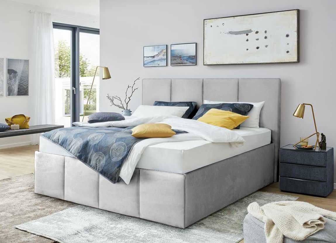 Halmon Schlafkomfort Betten Polsterbett Dalas (Mit Bettkasten, erhältlich in 6 Größen, attraktiven Farben und zahlreichen Optionen), 100cm Kopfteilhöhe, inkl. Lattenrost bei Ausführung mit Matratze von Halmon Schlafkomfort Betten
