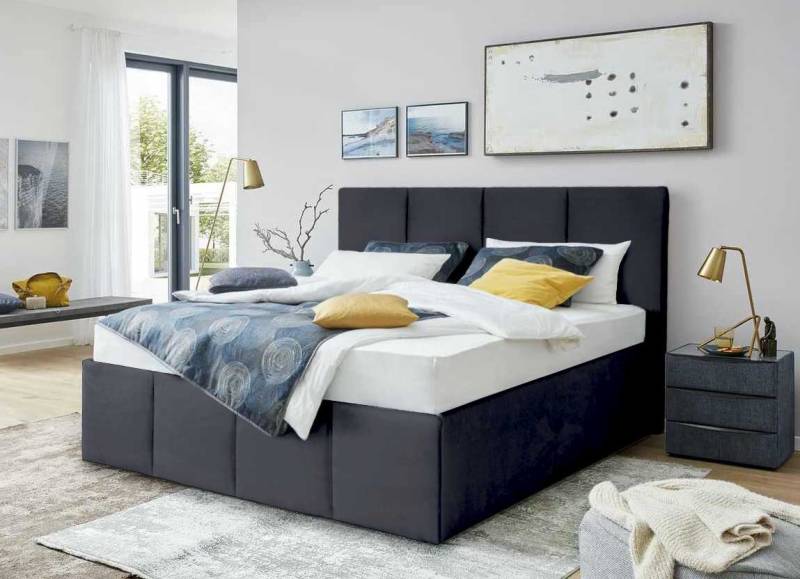 Halmon Schlafkomfort Betten Polsterbett Dalas (Mit Stauraum unter der Liegefläche, erhältlich in 6 Größen, attraktiven Farben und zahlreichen Optionen), 100cm Kopfteilhöhe, inkl. Lattenrost bei Ausführung mit Matratze von Halmon Schlafkomfort Betten