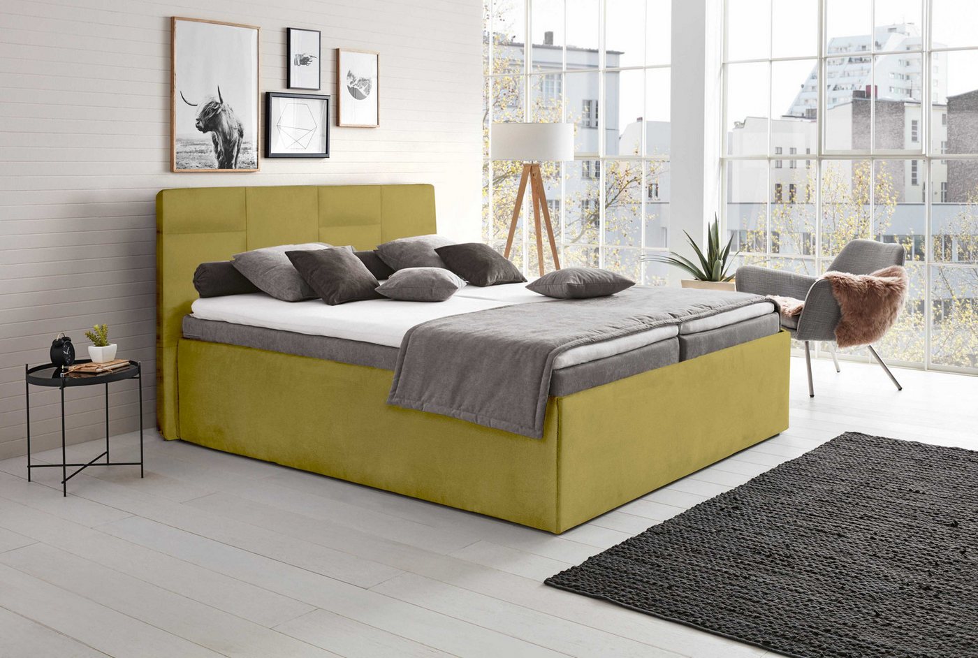 Halmon Schlafkomfort Betten Polsterbett Damas (Seitenhöhe 32cm, Mit einer Matratze und einem Lattenrost), Komfortliegehöhe von Halmon Schlafkomfort Betten