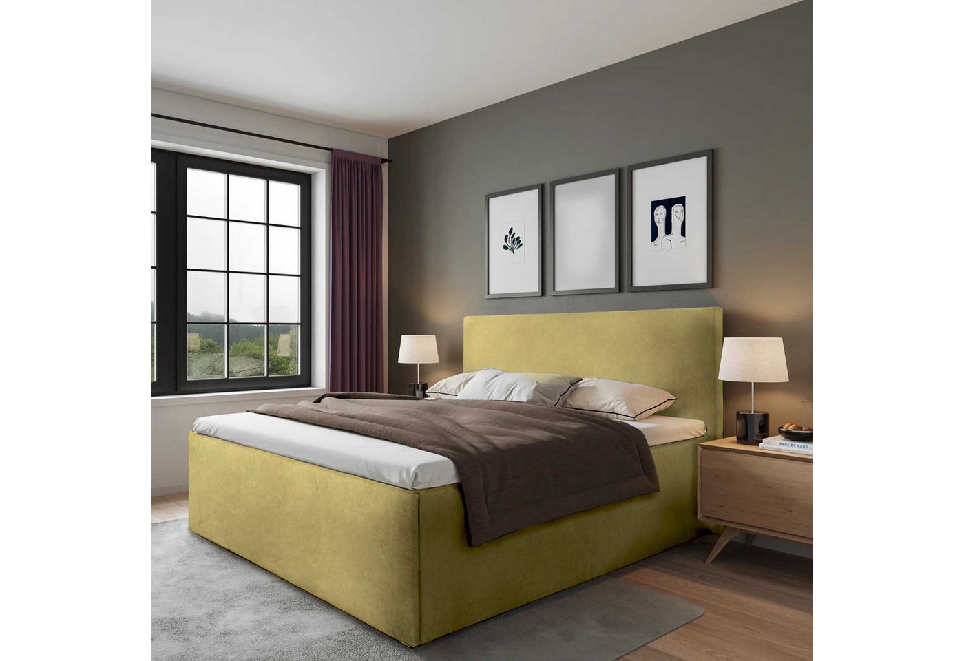 Halmon Schlafkomfort Betten Polsterbett Gent (Mit Bettkasten, erhältlich in 6 Größen und 8 attraktiven Farben mit oder ohne Matratze), Seitenhöhe 32 cm, inkl. Lattenrost bei Ausführung mit Matratze von Halmon Schlafkomfort Betten