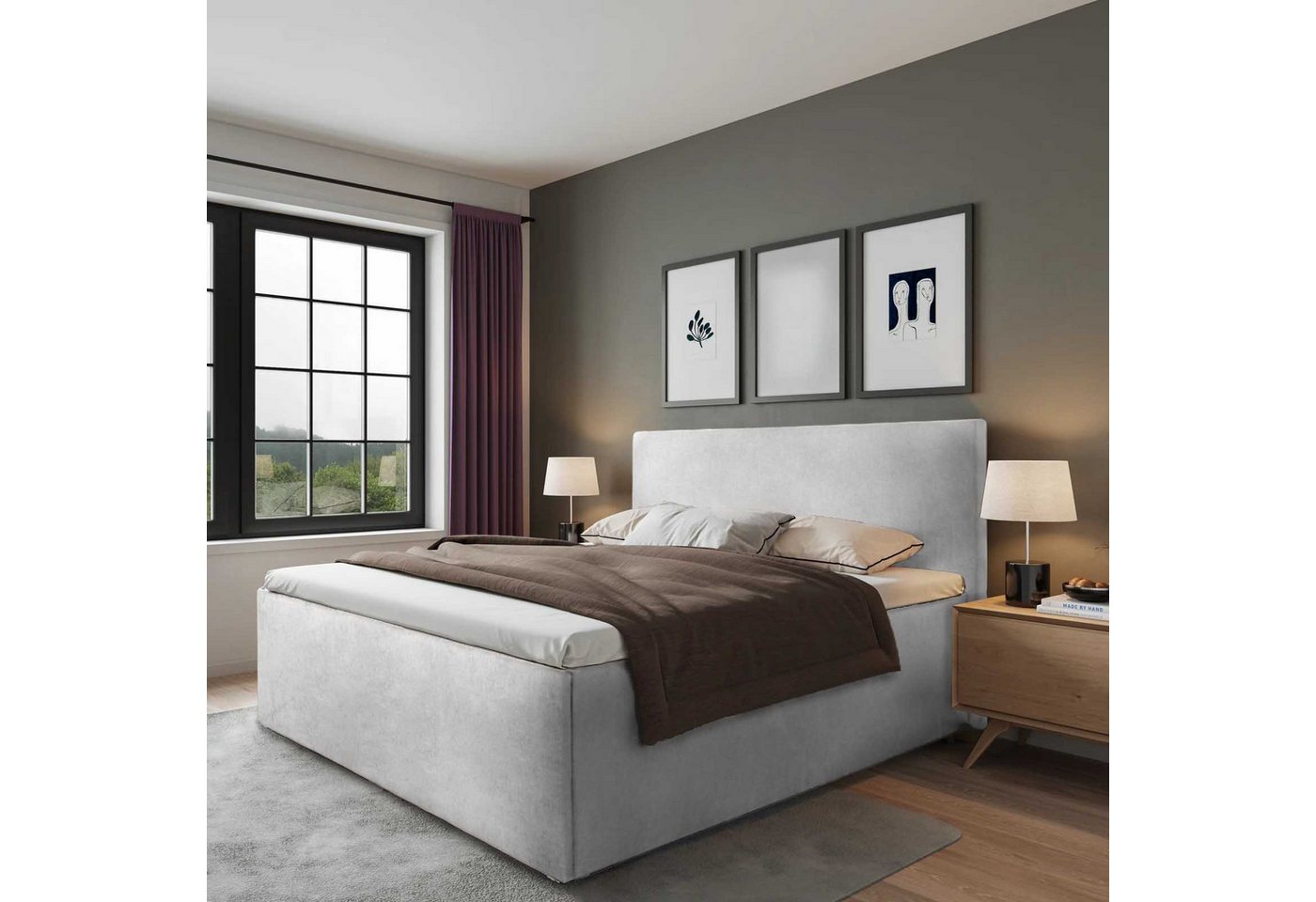 Halmon Schlafkomfort Betten Polsterbett Gent (Mit Bettkasten, erhältlich in 6 Größen und 8 attraktiven Farben mit oder ohne Matratze), Seitenhöhe 32 cm, inkl. Lattenrost bei Ausführung mit Matratze von Halmon Schlafkomfort Betten