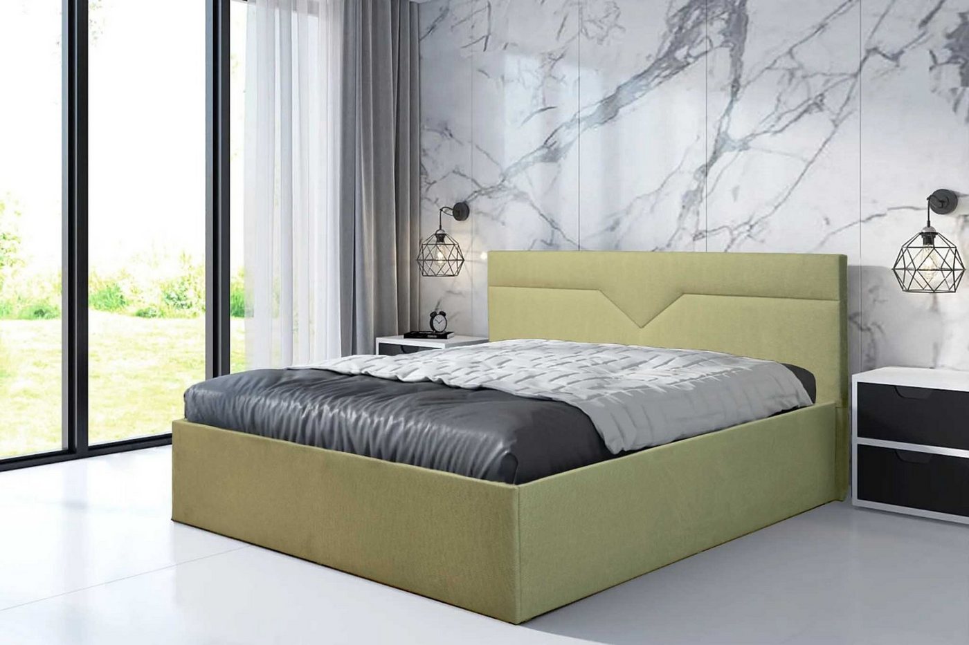 Halmon Schlafkomfort Betten Polsterbett Kiew (erhältlich in 6 Größen und 7 attraktiven Farben mit oder ohne Matratze), Hohes Kopfteil, inkl. Lattenrost bei Ausführung mit Matratze von Halmon Schlafkomfort Betten