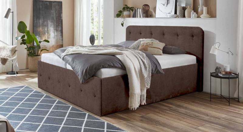 Halmon Schlafkomfort Betten Polsterbett Luxi (inkl. Lattenrost bei Ausführung mit Matratze), Schöne Kopfteilpolsterung mit Knopfheftung und eine Höhe von 100 cm von Halmon Schlafkomfort Betten