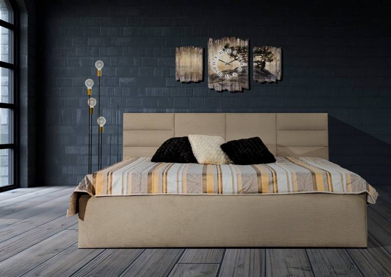 Halmon Schlafkomfort Betten Polsterbett Madera (erhältlich in 6 Größen und 5 moderne Farben mit oder ohne Matratze), 100 cm Kopfteilhöhe, inkl. Lattenrost bei Ausführung mit Matratze von Halmon Schlafkomfort Betten