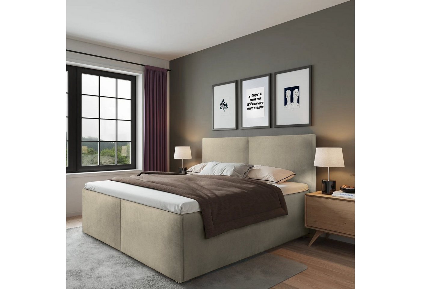 Halmon Schlafkomfort Betten Polsterbett Milano (Mit Stauraum unter der Liegefläche, erhältlich in 6 Größen, attraktiven Farben und zahlreichen Optionen), Seitenhöhe 32cm, inkl. Lattenrost bei Ausführung mit Matratze von Halmon Schlafkomfort Betten