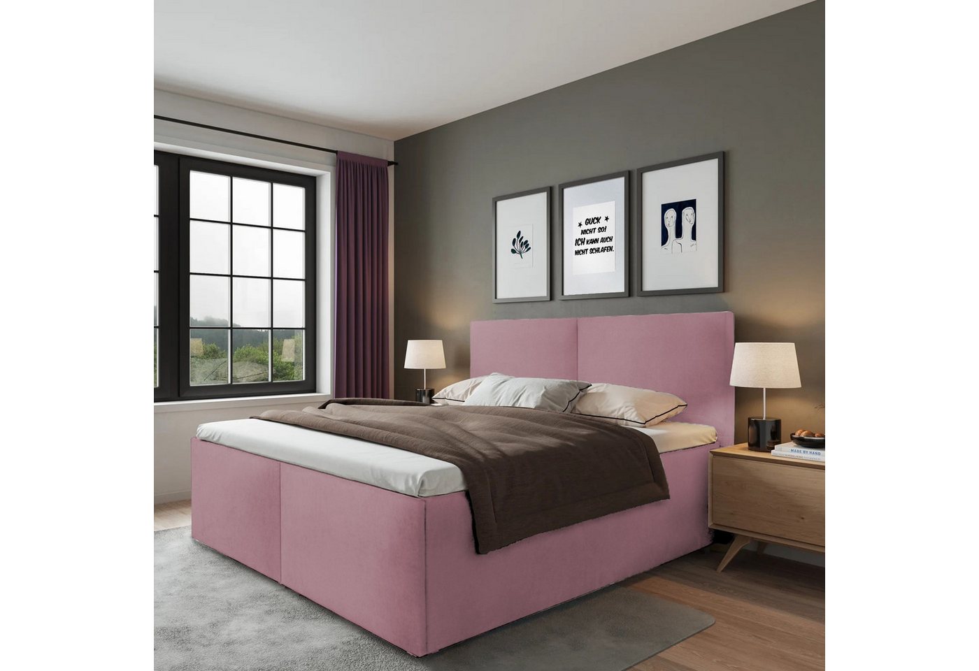 Halmon Schlafkomfort Betten Polsterbett Milano (Mit Stauraum unter der Liegefläche, erhältlich in 6 Größen, attraktiven Farben und zahlreichen Optionen), Seitenhöhe 32cm, inkl. Lattenrost bei Ausführung mit Matratze von Halmon Schlafkomfort Betten