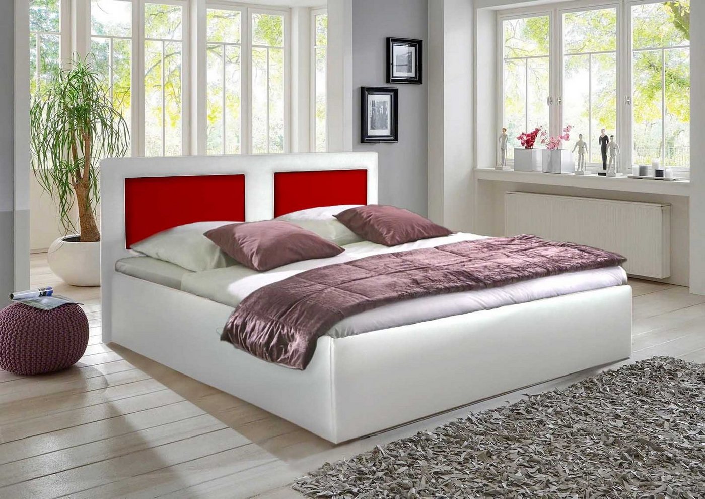 Halmon Schlafkomfort Betten Polsterbett Skala (Set, 4-tlg., Bett), 2 Farbe kombination, Ohne Mittelteil (Mittelstrebe) von Halmon Schlafkomfort Betten