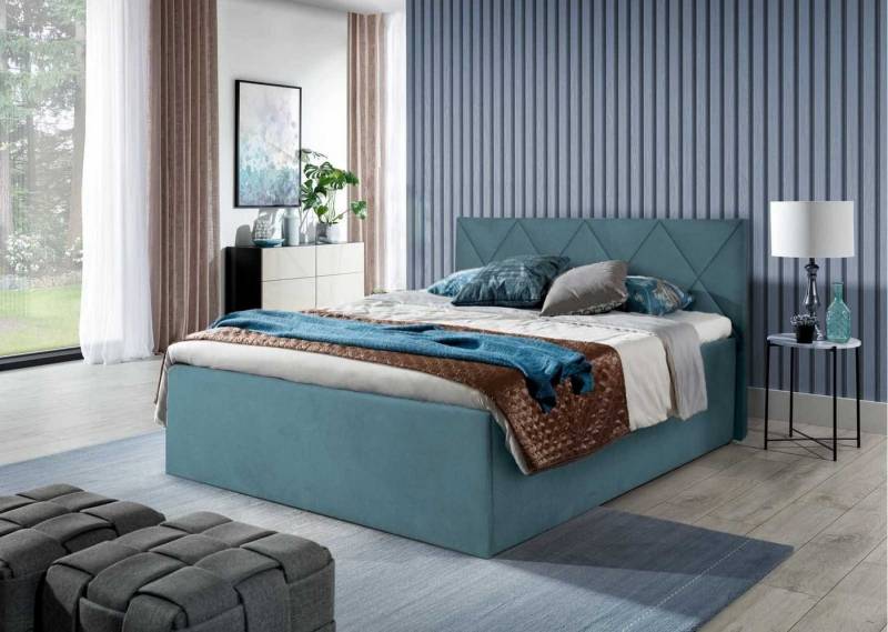 Halmon Schlafkomfort Betten Polsterbett Tango (erhältlich in 6 Größen und 7 attraktiven Farben mit oder ohne Matratze), Kopfteil mit Rauten-Steppung, Lattenrost bei Ausführung mit Matratze von Halmon Schlafkomfort Betten