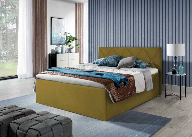 Halmon Schlafkomfort Betten Polsterbett Tango (erhältlich in 6 Größen und 7 attraktiven Farben mit oder ohne Matratze), Kopfteil mit Rauten-Steppung, Lattenrost bei Ausführung mit Matratze von Halmon Schlafkomfort Betten