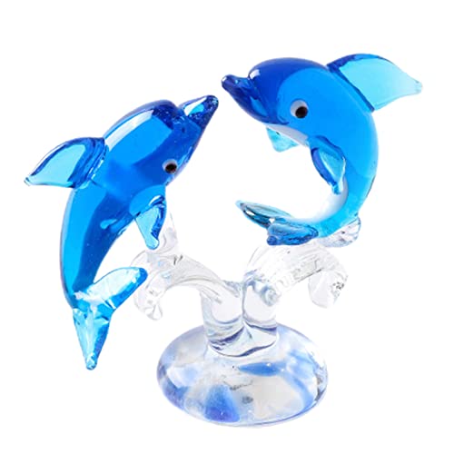 Haloppe Delphin Statue Tier Miniatur Schöne Kleintier Glas Miniatur Runde Kanten Delphin Statue 6 von Haloppe