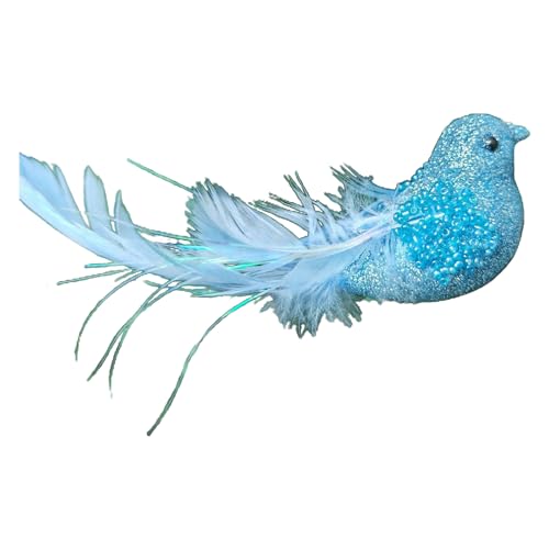 Haloppe Funkelnder gefiederter Vogel Dekor Leichte Kunststoff Ornament Glitzer Feder Design mit Clip Weihnachtsbaum Dekoration Festlicher Charme für Blau Haloppe Funkelnder gefiederter Vogel Dekor Leichte Kunststoff Ornament Glitzer Feder Design mit Clip Weihnachtsbaum Dekoration Festlicher Charme für Blau von Haloppe