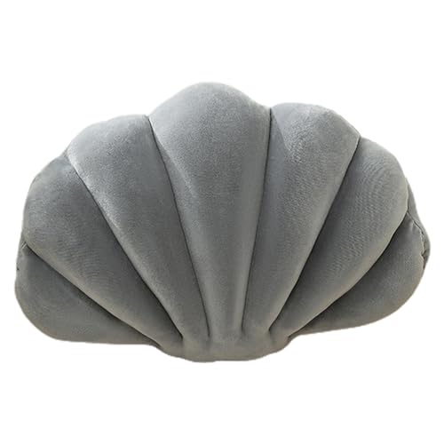 Haloppe Muschelförmiges Kissen in Muschelform Gefülltes Kissen Kissen Super Weich Verschleißfest Lebendige Farbe Muschel Bett Sofa Kissen Heimdekoration Hellgrau von Haloppe