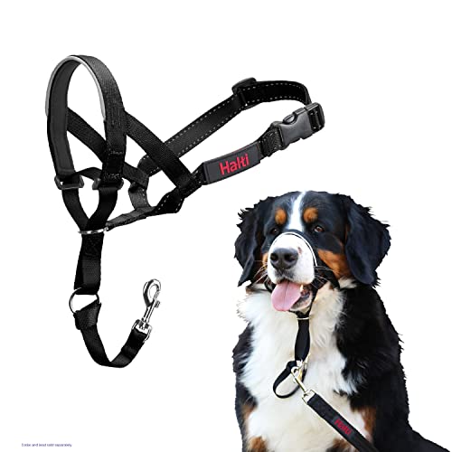 HALTI Kopfgeschirr - Verhindert, dass Ihr Hund an der Leine zieht, Einfache Anpassung, Leicht, mit gepolstertem Nasenriemen, Anti-Zug-Halsband für große Hunde (Größe 4, Schwarz) von Company of Animals