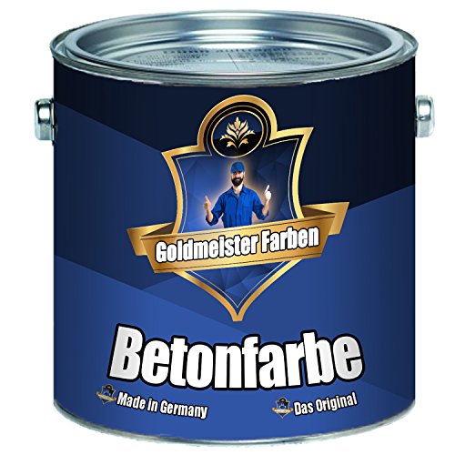 Goldmeister Farben Betonfarbe Bodenfarbe Fassadenfarbe hochelastische Kunststoffbeschichtung Abrieb-, Wetter- und Chemikalienbeständig Stein Zement Putz Beton Mauerwerk (2,5 L, Betongrau (RAL 7023)) von Halvar