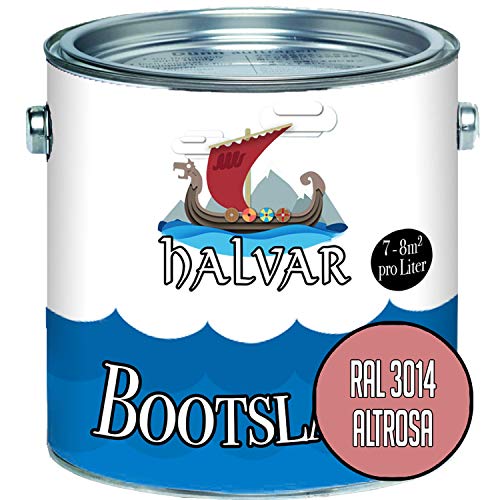 Halvar 2-K GLÄNZEND Yachtlack Rot RAL 3000-3031 Bootslack für GFK/Polyester/Kunststoff 2-Komponenten Lack inkl. Härter (2,5 L, RAL 3014 Altrosa) von Halvar