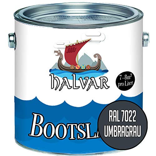 Halvar 2-K MATT Yachtlack Grau RAL 7000-7047 Bootslack für GFK/Polyester/Kunststoff 2-Komponenten Lack inkl. Härter (1 L, RAL 7022 Umbragrau) von Halvar