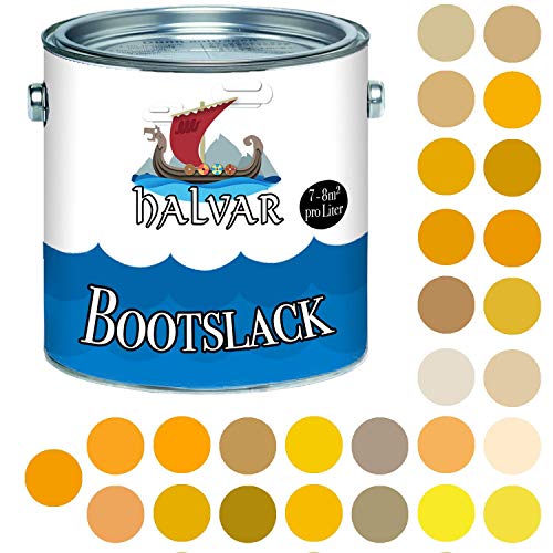 Halvar 2-K SEIDENMATT Yachtlack Gelb RAL 1000-1037 Bootslack für GFK/Polyester/Kunststoff 2-Komponenten Lack inkl. Härter (1 L, RAL 1021 Rapsgelb) von Halvar