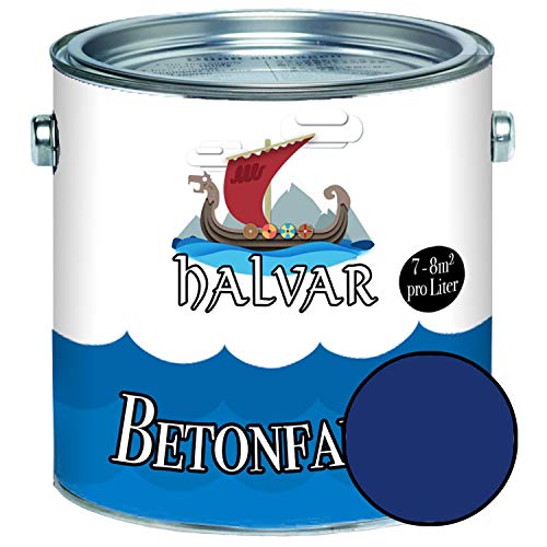 Halvar Betonfarbe/Bodenbeschichtung SEIDENMATT Blau RAL 5000-5024 Fassadenfarbe (1 L, RAL 5010 Enzianblau) von Halvar
