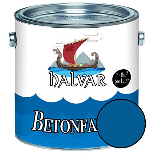 Halvar Betonfarbe/Bodenbeschichtung SEIDENMATT Blau RAL 5000-5024 Fassadenfarbe (2,5 L, RAL 5005 Signalblau) von Halvar