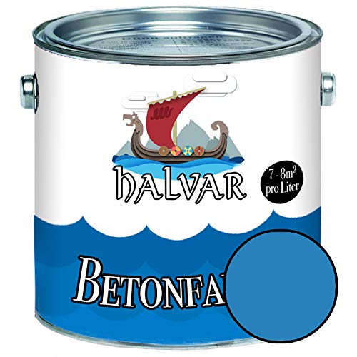 Halvar Betonfarbe/Bodenbeschichtung SEIDENMATT Blau RAL 5000-5024 Fassadenfarbe (2,5 L, RAL 5012 Lichtblau) von Halvar
