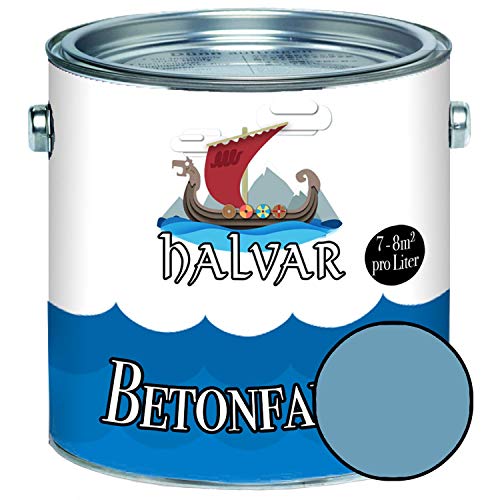 Halvar Betonfarbe/Bodenbeschichtung SEIDENMATT Blau RAL 5000-5024 Fassadenfarbe (5 L, RAL 5024 Pastellblau) von Halvar