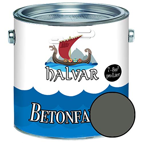 Halvar Betonfarbe/Bodenbeschichtung SEIDENMATT Grau RAL 7000-7047 Fassadenfarbe (2,5 L, RAL 7010 Zeltgrau) von Halvar