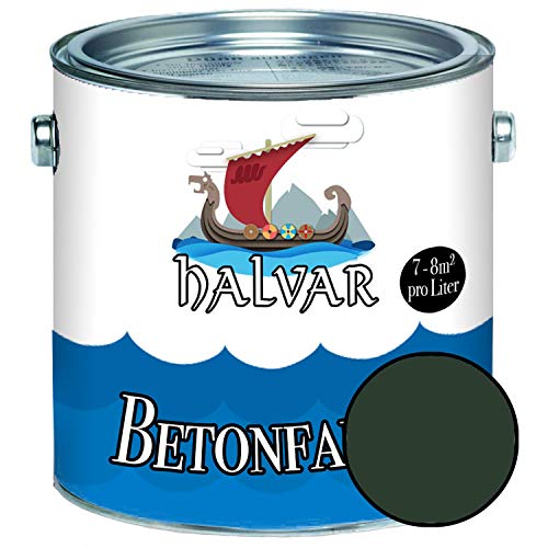 Halvar Betonfarbe/Bodenbeschichtung SEIDENMATT Grün RAL 6000-6037 Fassadenfarbe (2,5 L, RAL 6009 Tannengrün) von Halvar