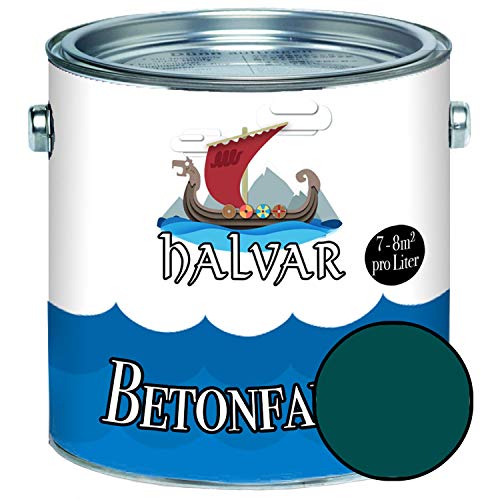 Halvar Betonfarbe/Bodenbeschichtung SEIDENMATT Grün RAL 6000-6037 Fassadenfarbe (5 L, RAL 6004 Blaugrün) von Halvar