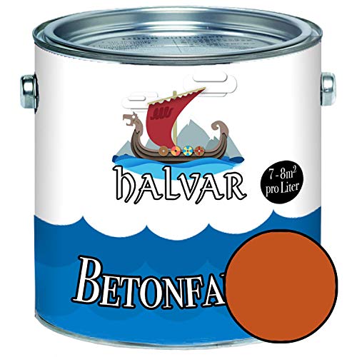 Halvar Betonfarbe/Bodenbeschichtung SEIDENMATT Orange RAL 2000-2012 Fassadenfarbe (5 L, RAL 2001 Rotorange) von Halvar