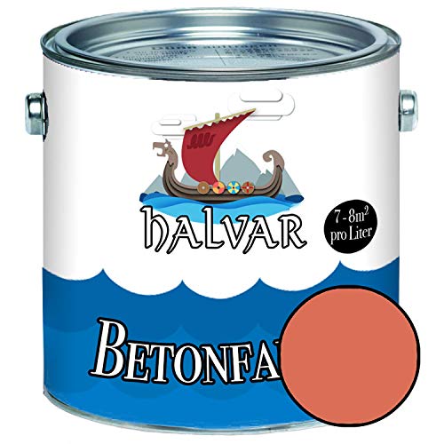 Halvar Betonfarbe/Bodenbeschichtung SEIDENMATT Orange RAL 2000-2012 Fassadenfarbe (5 L, RAL 2012 Lachsorange) von Halvar