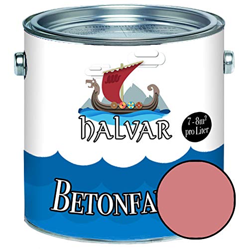Halvar Betonfarbe/Bodenbeschichtung SEIDENMATT Rot RAL 3000-3031 Fassadenfarbe (2,5 L, RAL 3014 Altrosa) von Halvar
