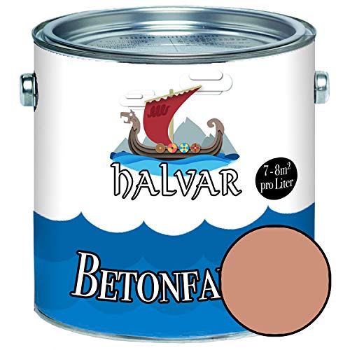 Halvar Betonfarbe/Bodenbeschichtung SEIDENMATT Rot RAL 3000-3031 Fassadenfarbe (5 L, RAL 3012 Beigerot) von Halvar